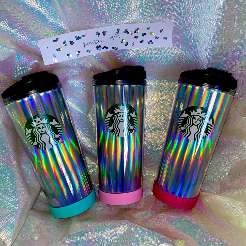 🌈🪐🌈 NWT 1 Holographic Starbucks Hot Tumbler